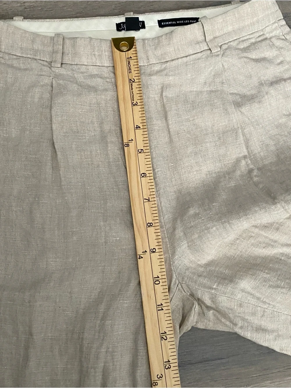 J.Crew Essential 100% Linen Wide Leg Pants Size 0 Beige High Rise Minimalist